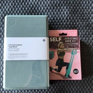 Lulu Lemon Yoga block + resistance bands